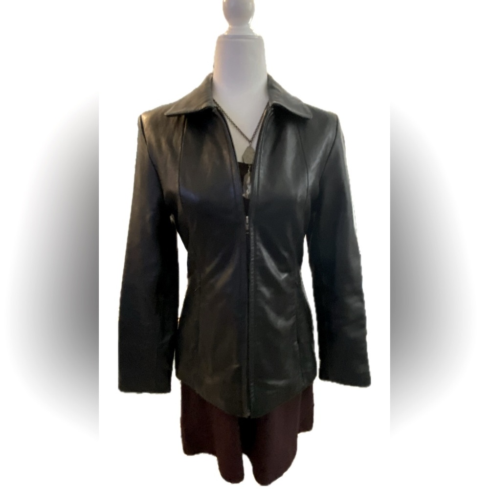 Vintage Women's Black 100% Leather Jacket- Excelled Brand
